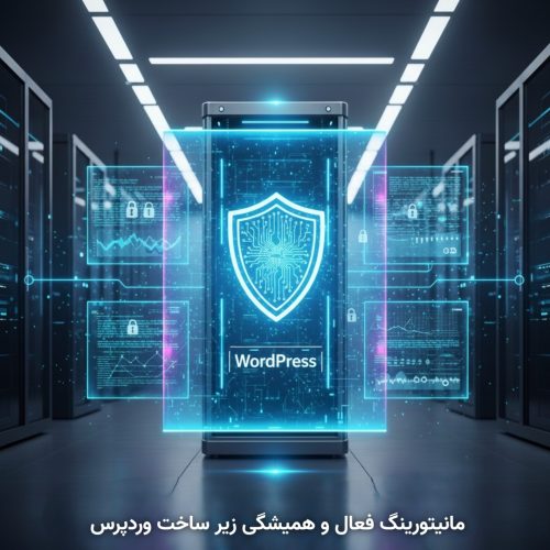 سرورهای اتاق داده با چراغ‌های سبز به نشانه سلامت و مانیتورینگ ۲۴/۷